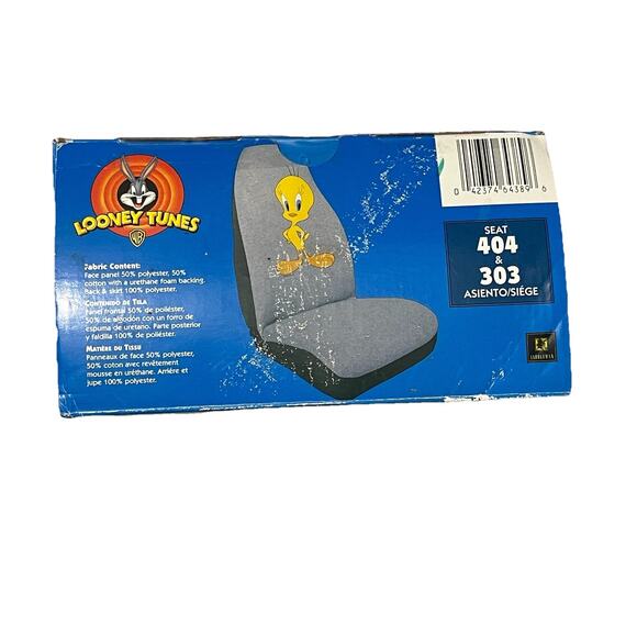 Vintage 1998 Tweety Bird Car Seat Cover Looney Tunes 1 Piece Gray Saddleman New - Picture 3 of 9